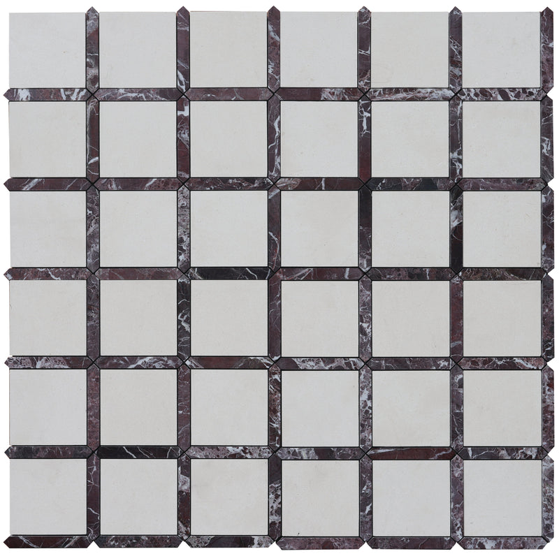 Rosso Levanto & Simena Venetian Picket Honed Mosaic