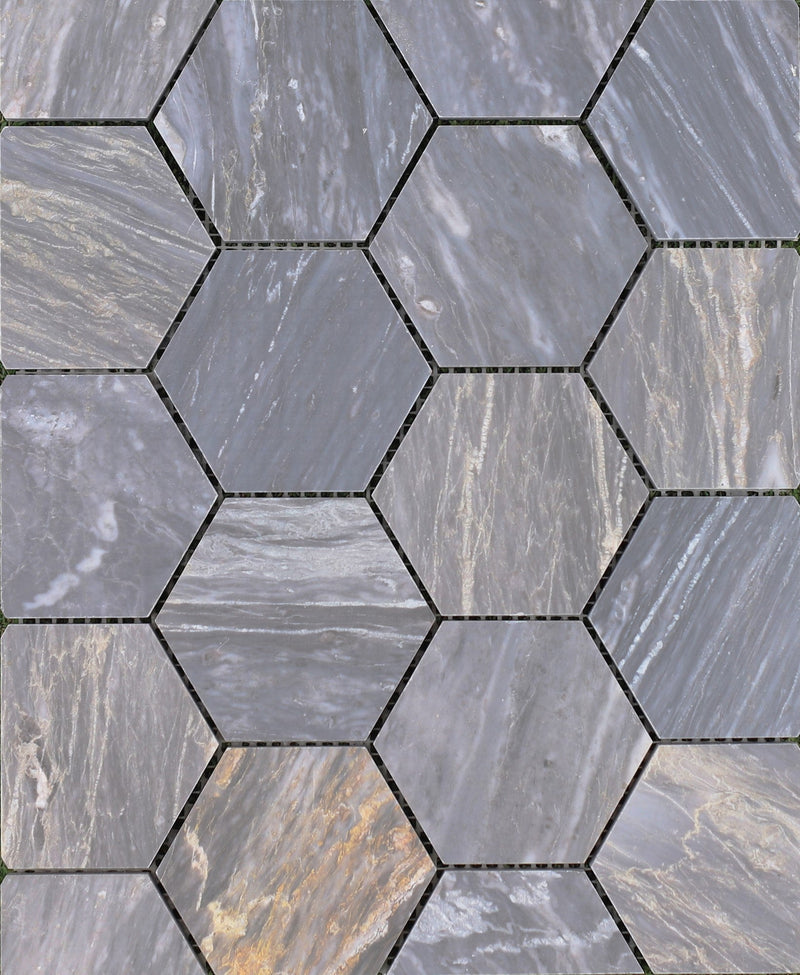 North Sky Hexagon 7.5 cm Brushed Mosaic