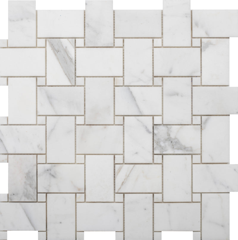 Statuario Extra Large Basketweave Honed Mosaic