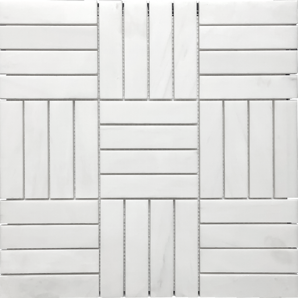 Glacier White Double Brick 2.5 x 10 cm Honed Mosaic 