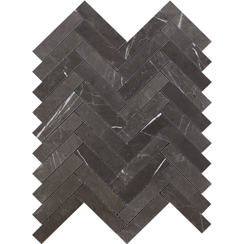 Mount Grey Plain Herringbone 2.5 x 10 cm Polished Mosaic