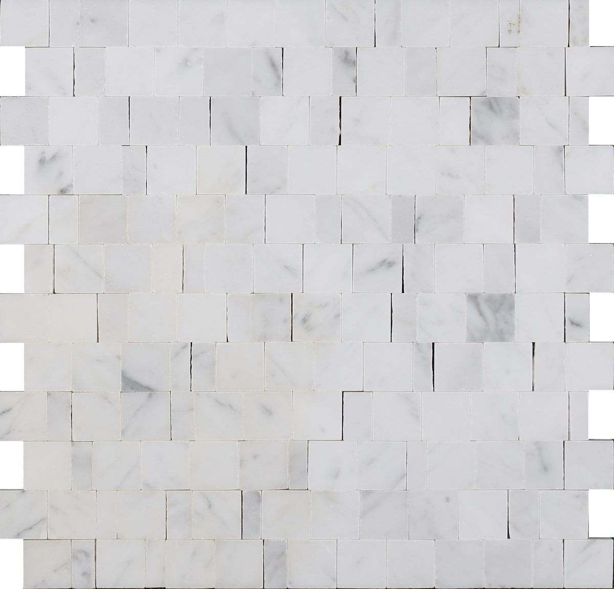 Bianco Carrara Broken Joint 004 Honed Mosaic 