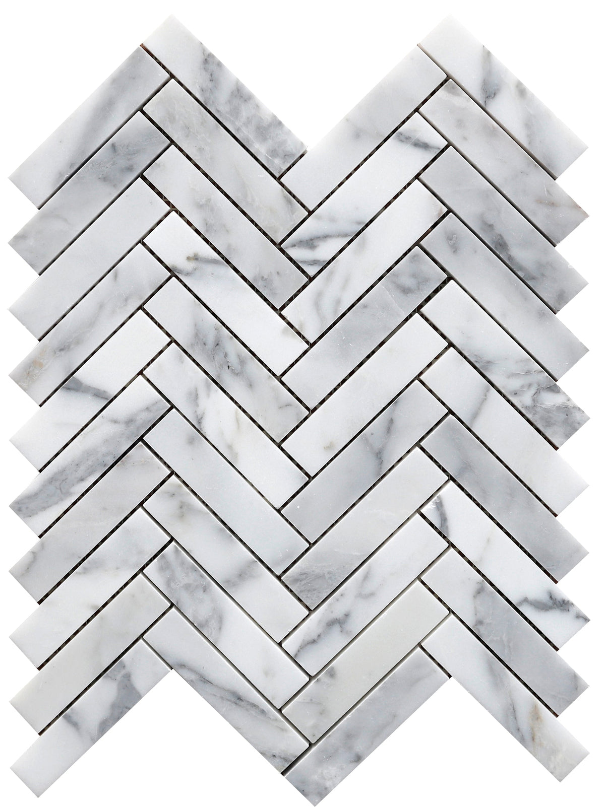Statuario Herringbone 2.5 x 10 cm Honed Mosaic 