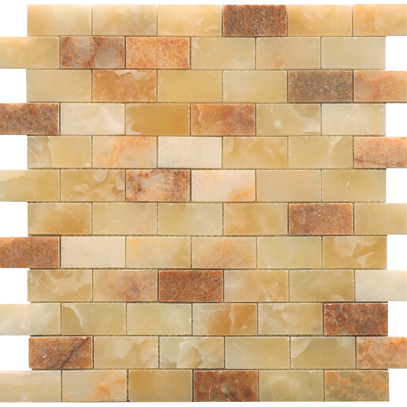 Amber Onyx 2.5 x 5 cm Honed Mosaic