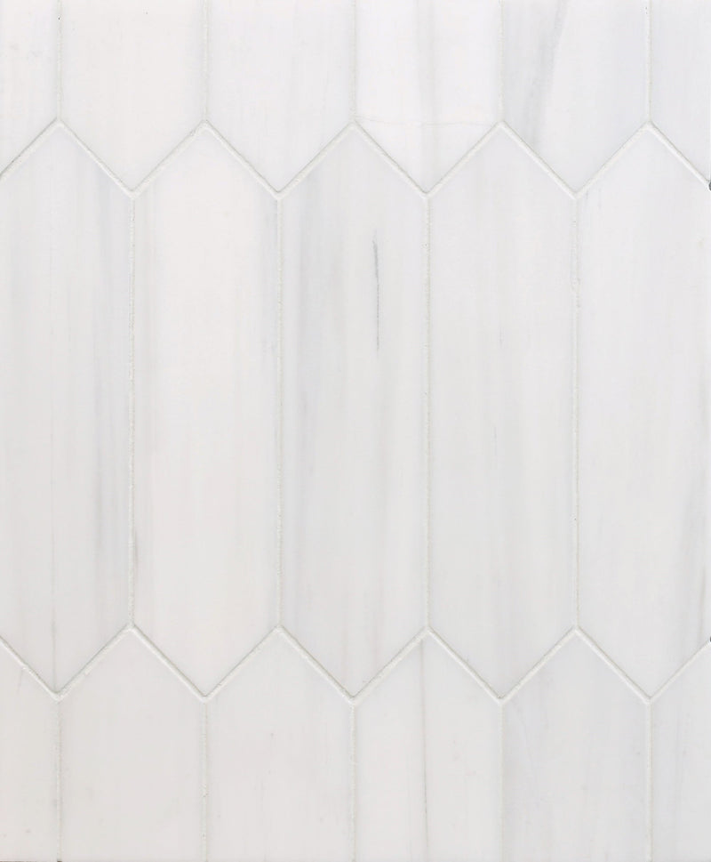 Glacier White Picket 5 x 20 cm Honed Mosaic
