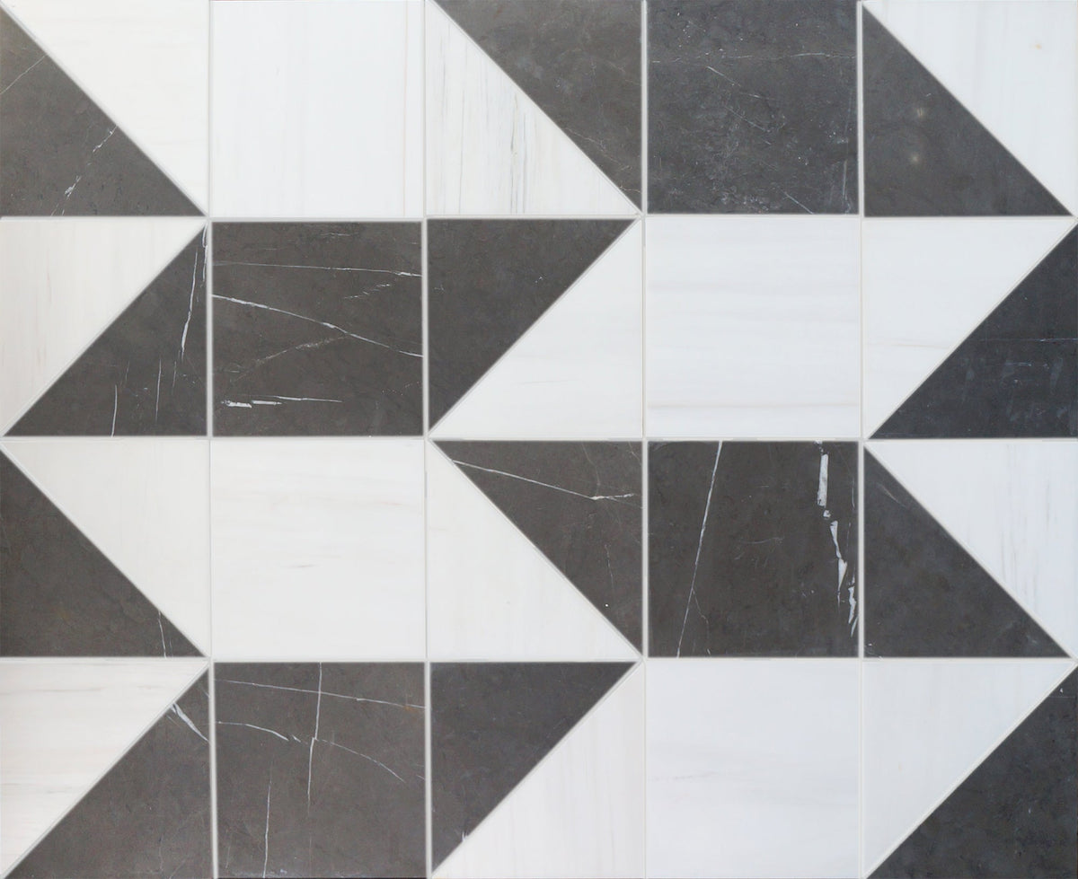 Glacier White Honed Diamond Triangle  x 1 cm Field Tile 