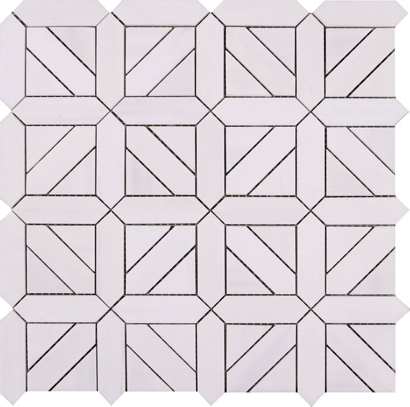 Glacier White Parquet Honed Mosaic