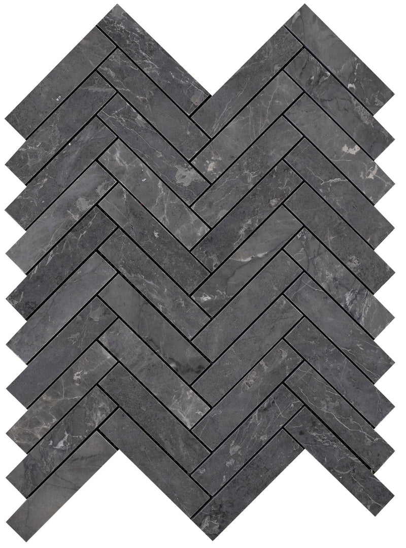 Lovina Grey Herringbone 2.5 x 10 cm Honed Mosaic