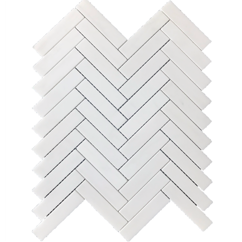 Glacier White Herringbone 2.5 x 10 cm Honed Mosaic