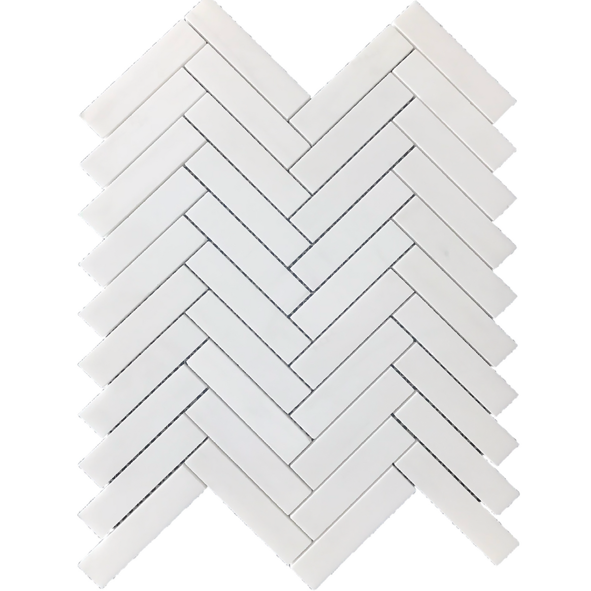 Glacier White Herringbone 2.5 x 10 cm Honed Mosaic 
