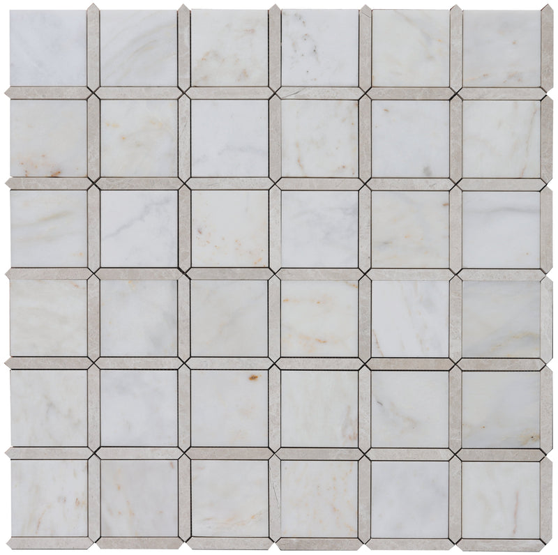 Vanillish Pearl & Afyon Sugar Venetian Picket Honed Mosaic