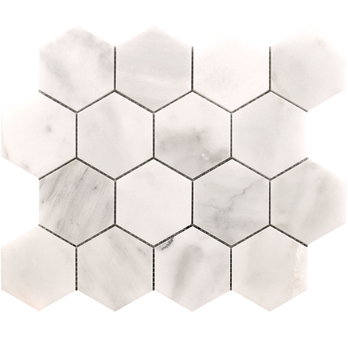 Calacatta Vida Hexagon 7.5 cm Honed Mosaic 