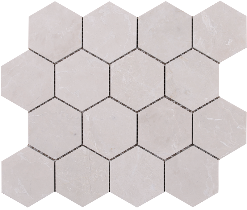 Moon Cream Hexagon 7.5 cm Honed Mosaic