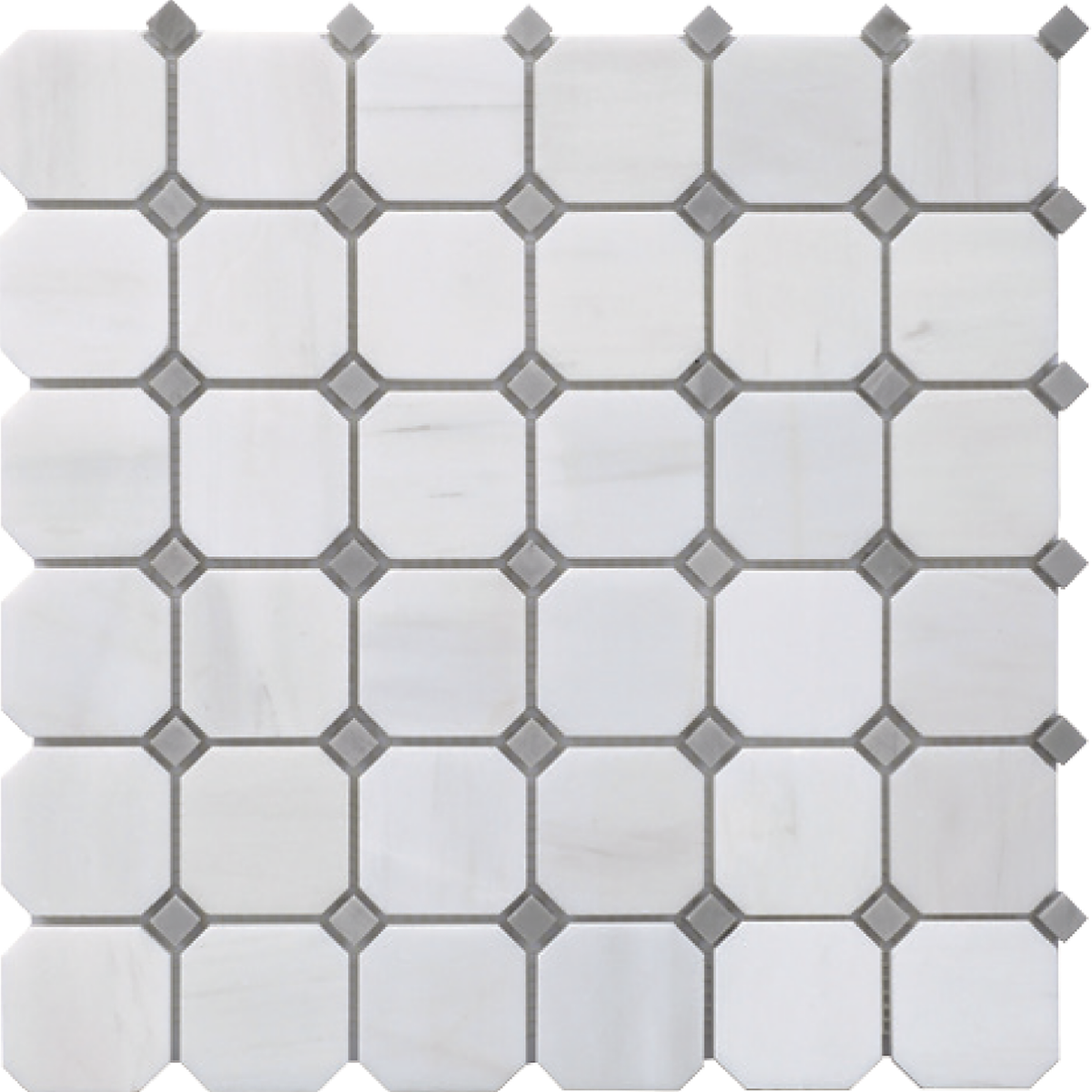 Glacier White &amp; Ice Grey Octagon Polished Mosaic 