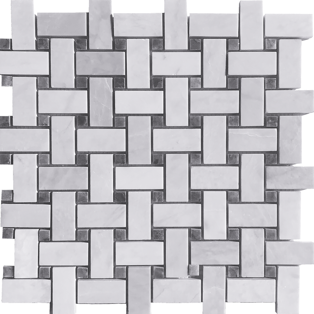 Black Storm &amp; Ice Grey Basketweave Honed Mosaic 
