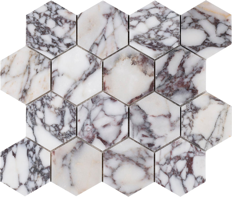 Calacatta Viola Hexagon 7.5 cm Honed Mosaic