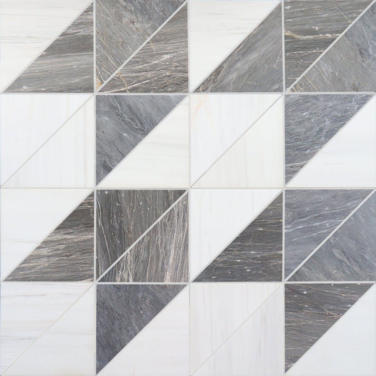 Glacier White Honed Diamond Triangle  x 1 cm Field Tile 