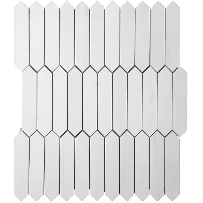 Glacier White Picket 2.5 x 10 cm Honed Mosaic