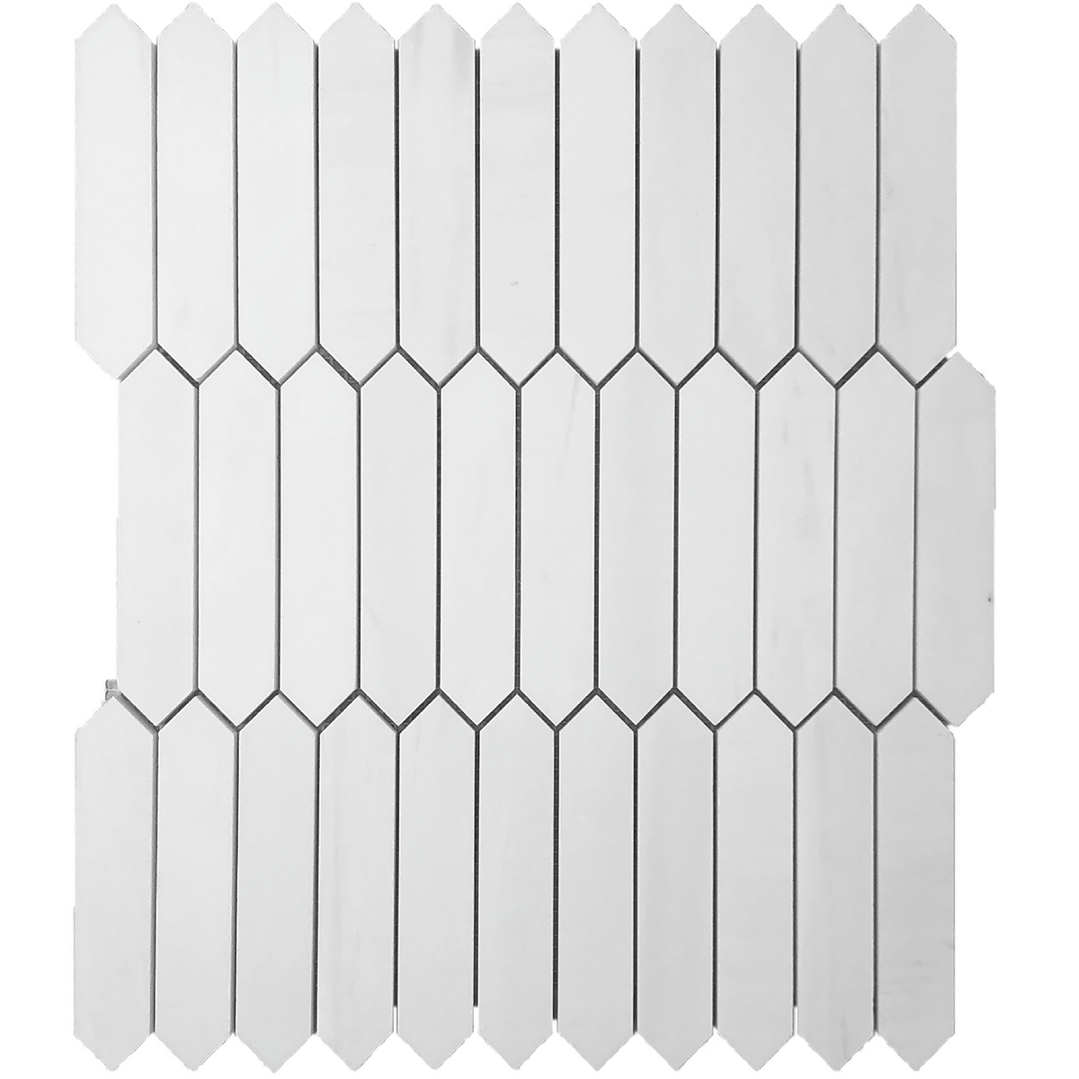 Glacier White Picket 2.5 x 10 cm Honed Mosaic 