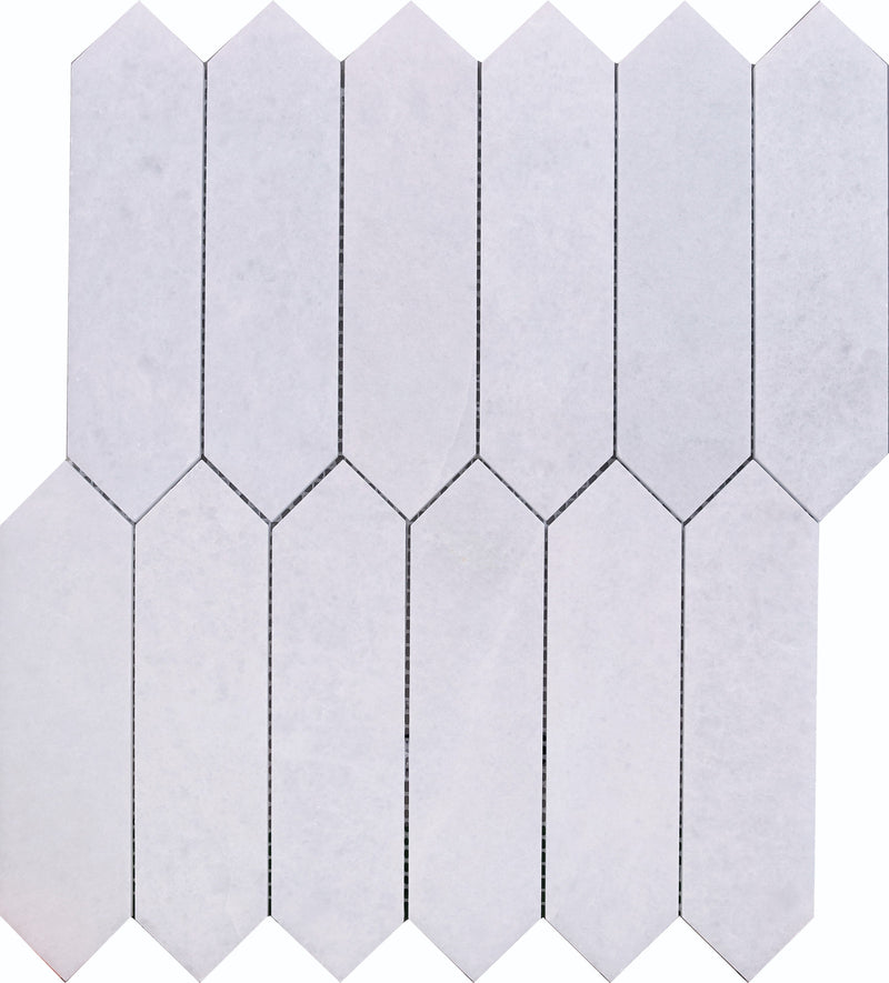 Snow White Picket 5 x 20 cm Honed Mosaic