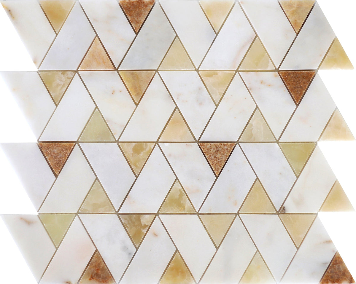 Afyon Sugar &amp; Amber Onyx Sierra Honed Mosaic 