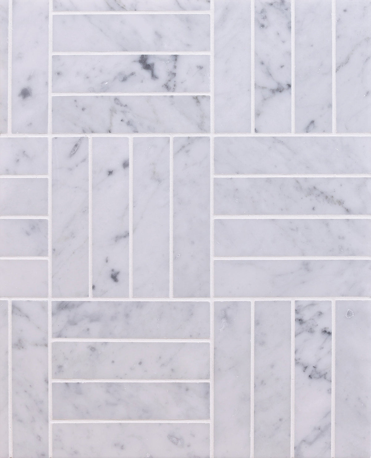Bianco Carrara Double Brick 2.5 x 10 cm Honed Mosaic 