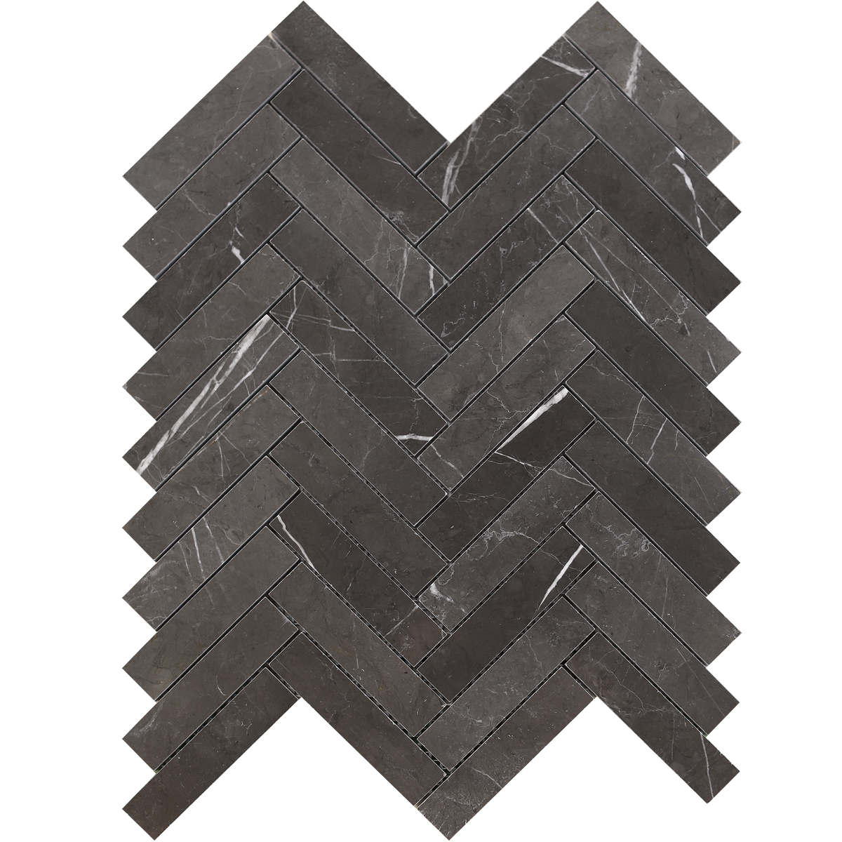 Mount Grey Plain Herringbone 2.5 x 10 cm Honed Mosaic 