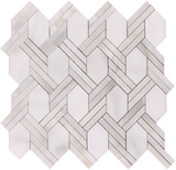 Afyon White & Calacatta Vida Braid Basketweave Honed Mosaic