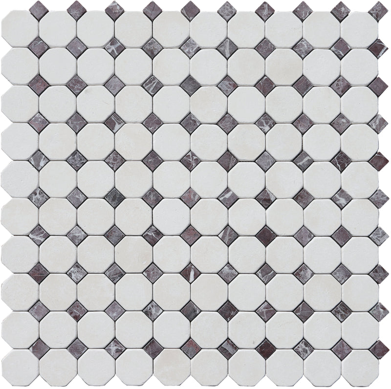 Rosso Levanto & Simena Siena Octagon Tumbled Mosaic