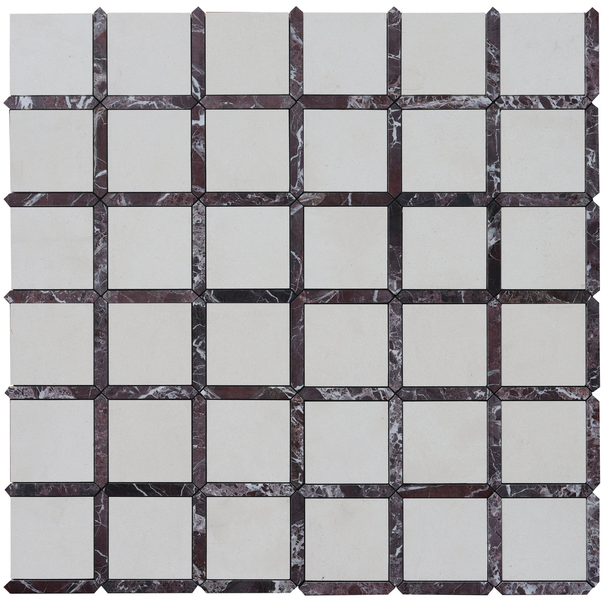 Rosso Levanto &amp; Simena Venetian Picket Honed Mosaic 
