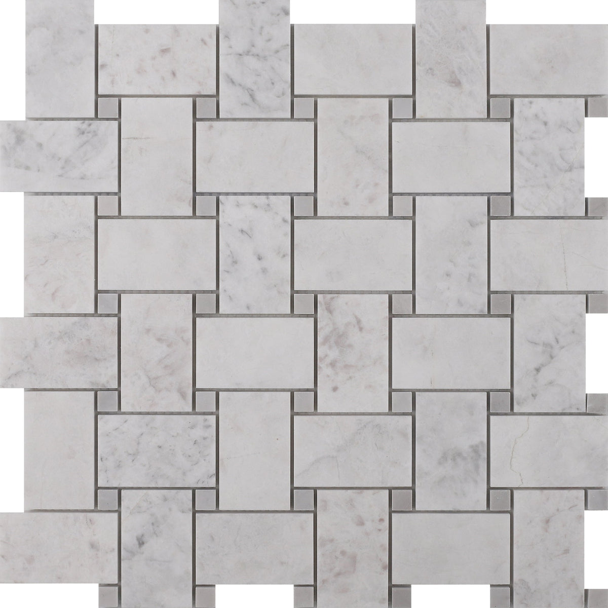 Ice Grey &amp; Elegantia Large Basketweave Honed Mosaic 
