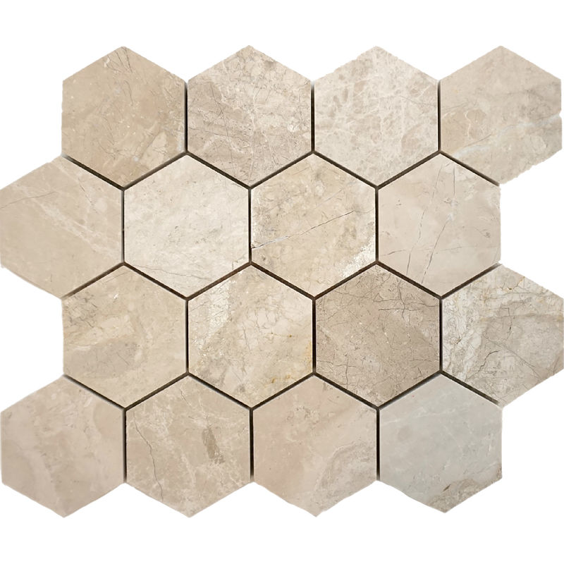 Cream Misto Hexagon 7.5 cm Polished Mosaic