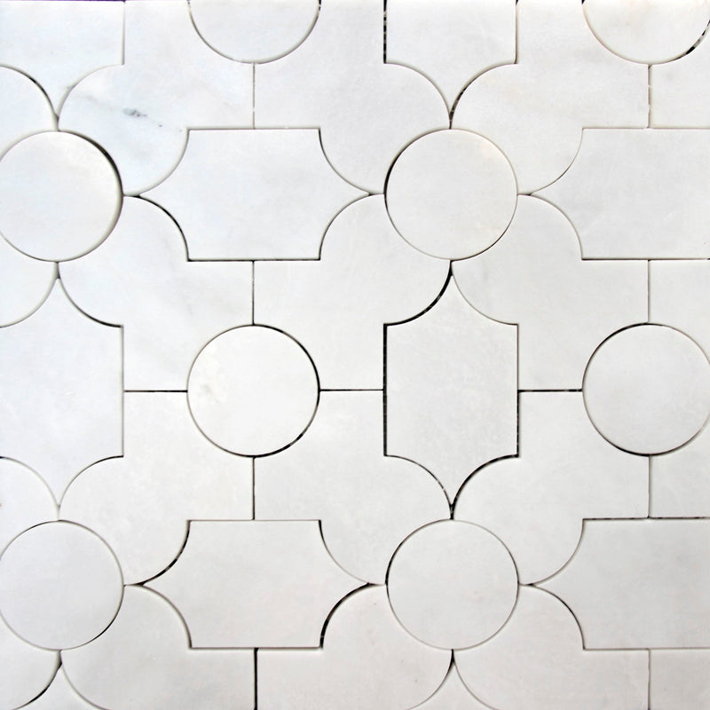 Pearl White Daisy Honed Mosaic
