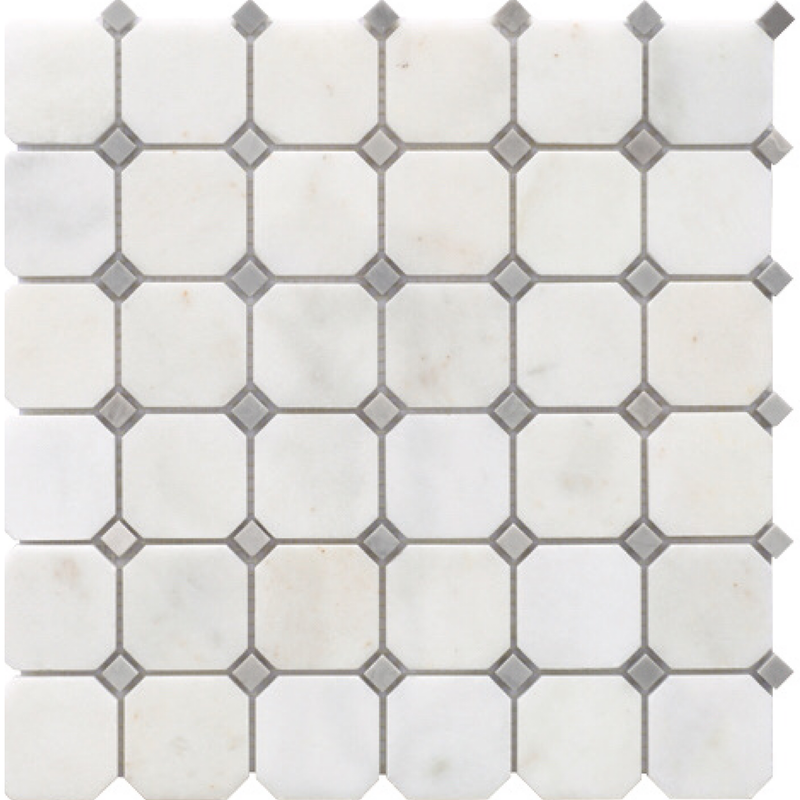 Afyon White & Ice Grey Octagon Polished Mosaic