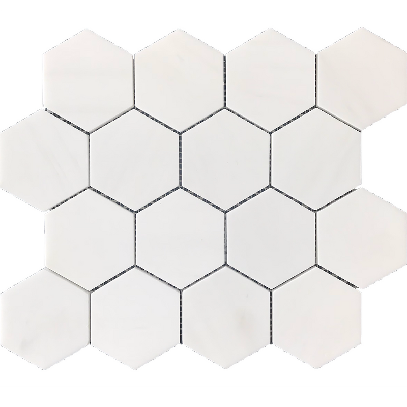 Glacier White Hexagon 7.5 cm Honed Mosaic