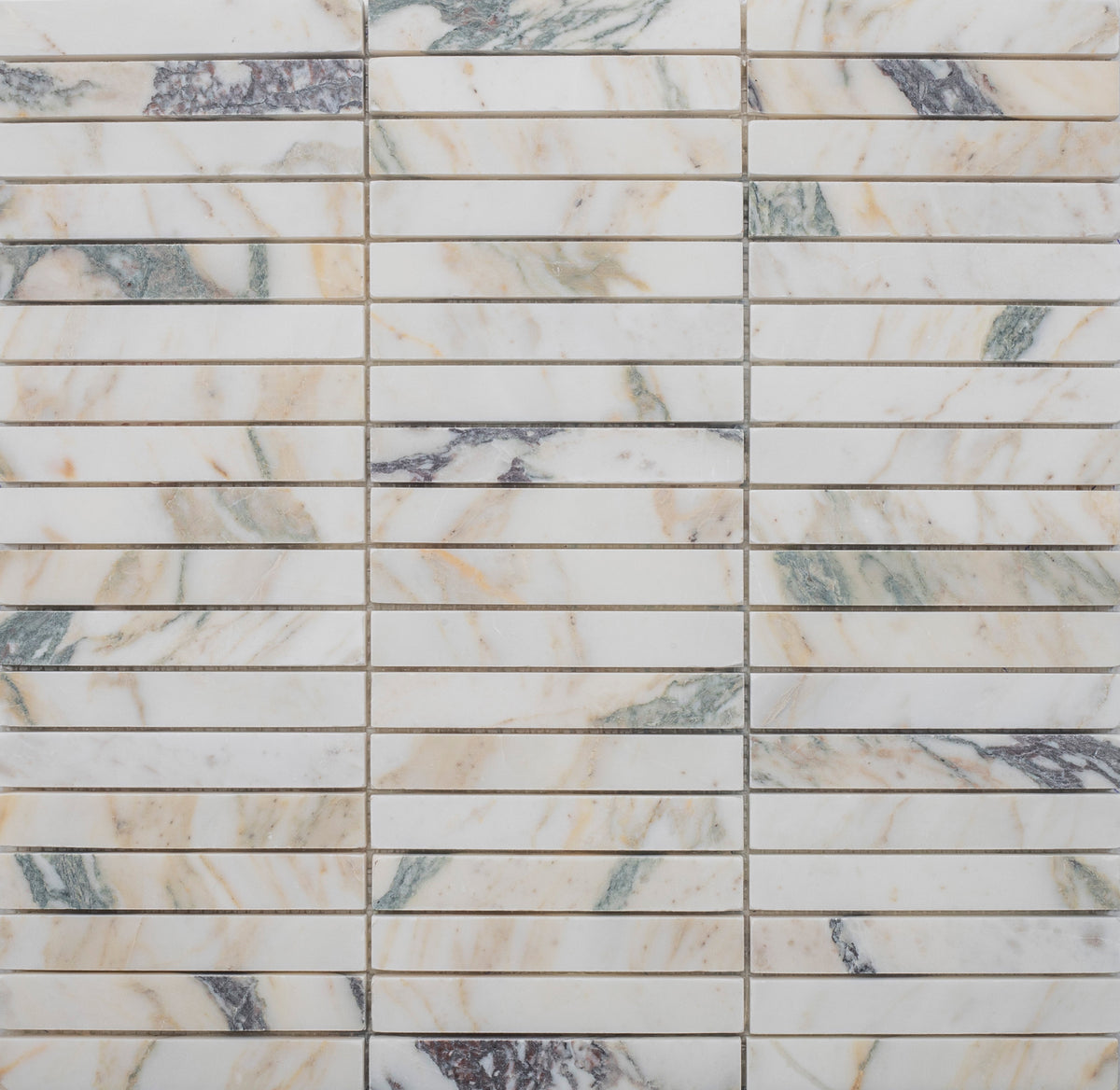 Calacatta Monet Velvet 1.5 x 10 cm Honed Mosaic 