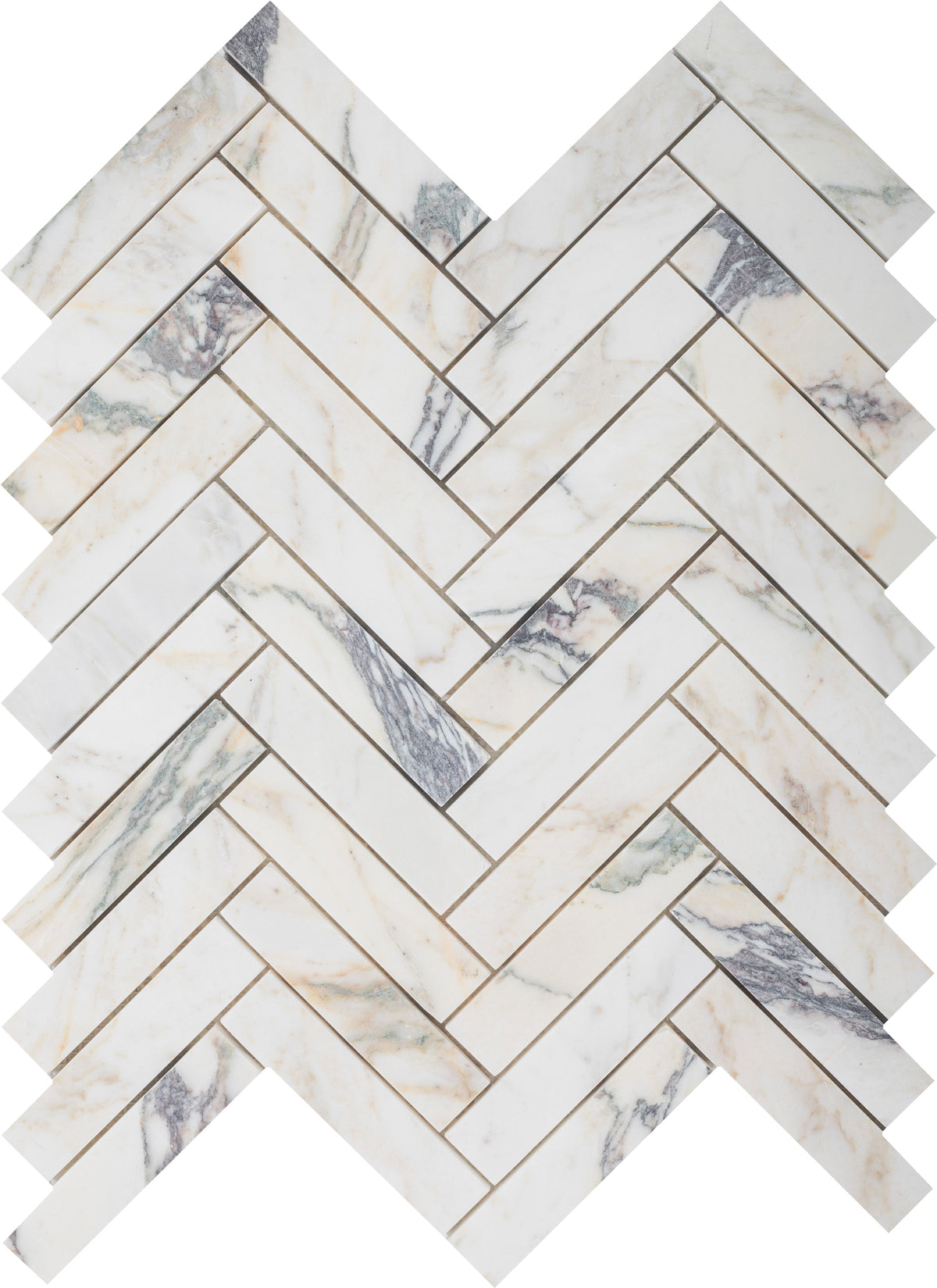 Calacatta Monet Herringbone 2.5 x 10 cm Honed Mosaic 