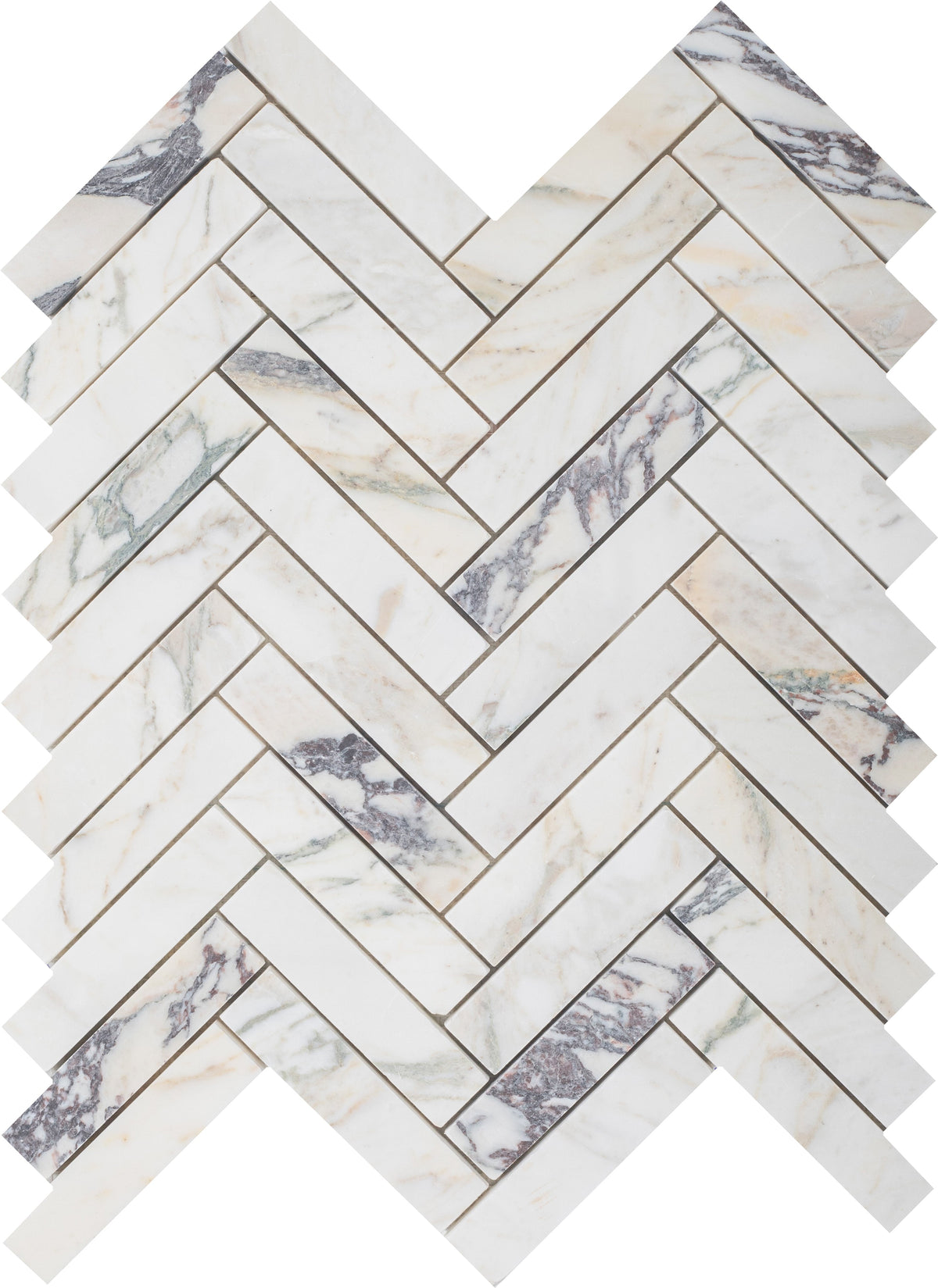 Calacatta Monet Herringbone 2.5 x 10 cm Honed Mosaic 
