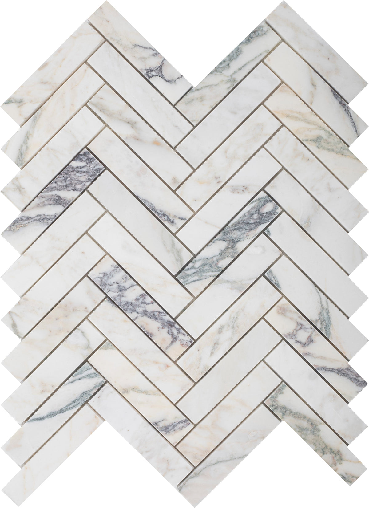 Calacatta Monet Herringbone 2.5 x 10 cm Honed Mosaic 