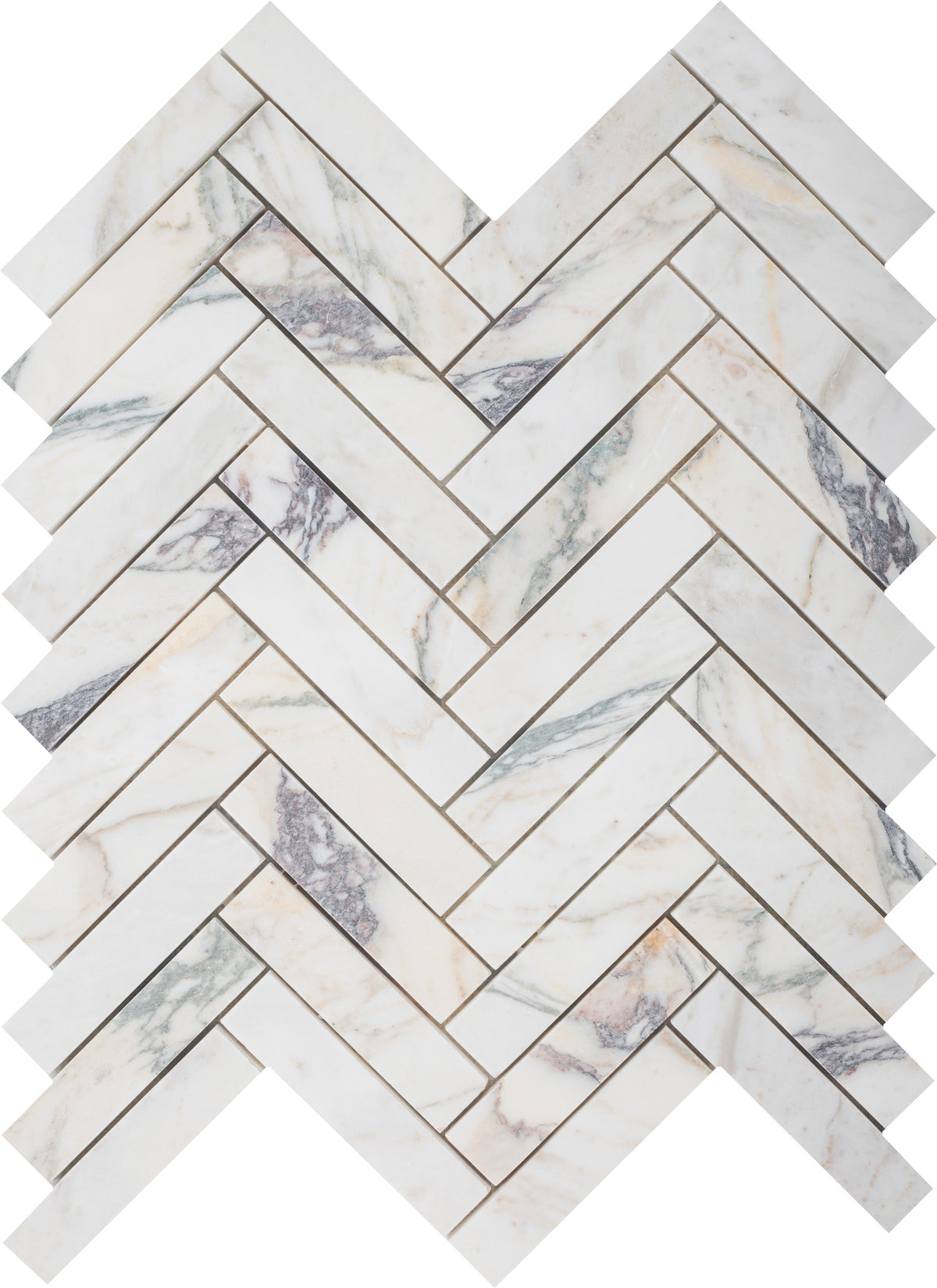 Calacatta Monet Herringbone 2.5 x 10 cm Honed Mosaic 
