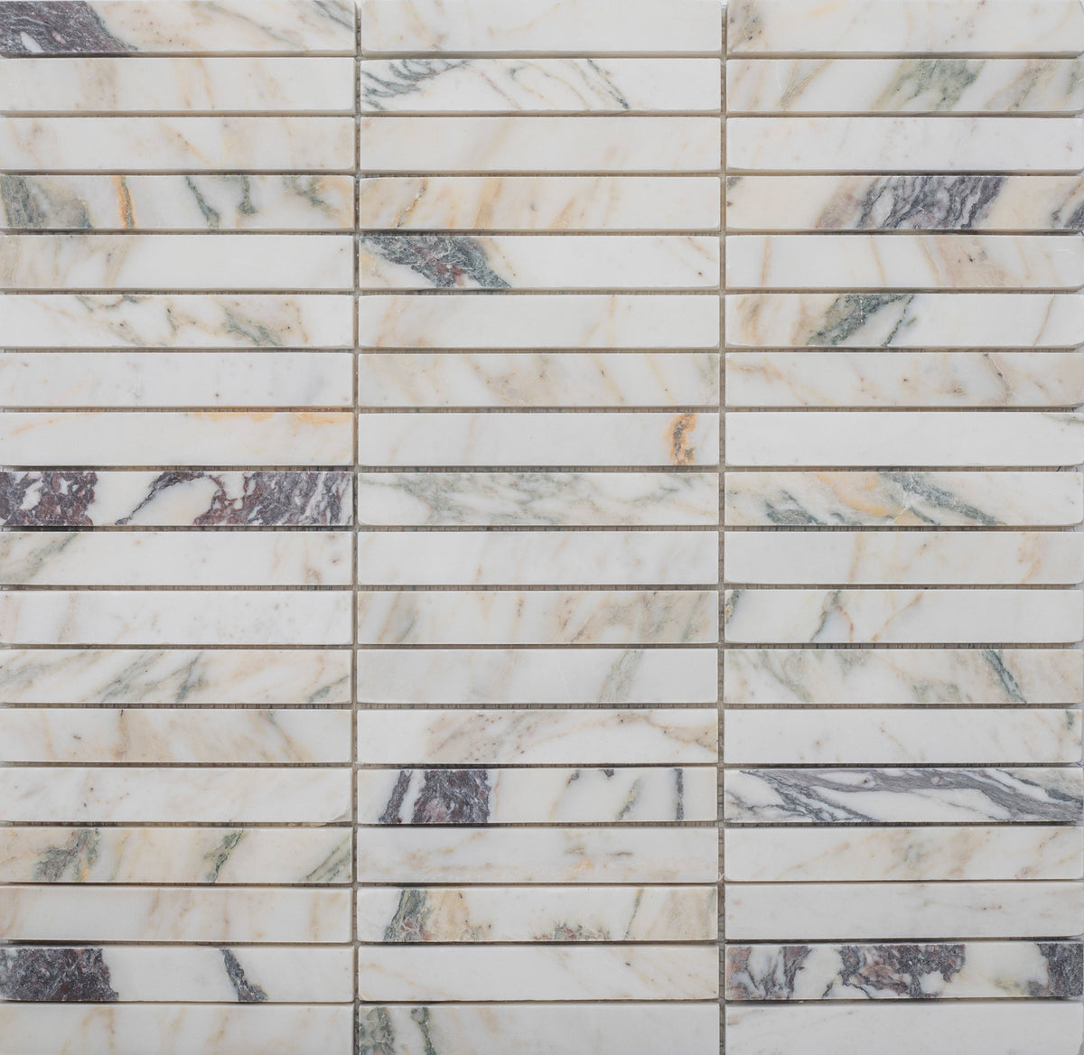 Calacatta Monet Velvet 1.5 x 10 cm Honed Mosaic 