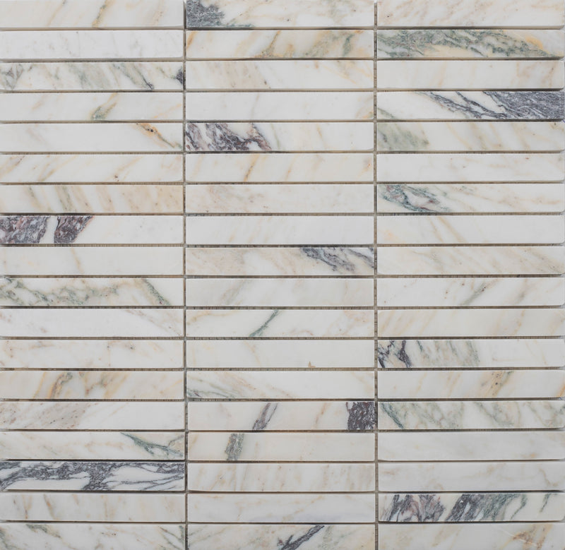 Calacatta Monet Velvet 1.5 x 10 cm Honed Mosaic