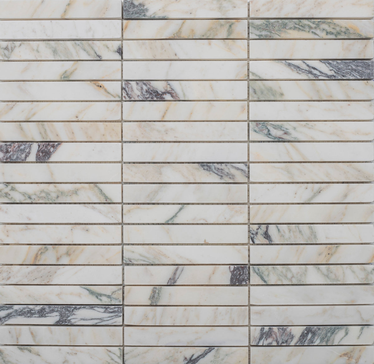 Calacatta Monet Velvet 1.5 x 10 cm Honed Mosaic 