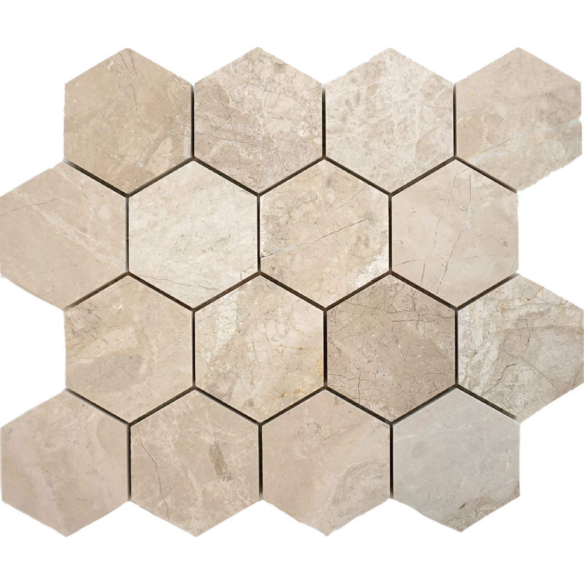 Cream Misto Hexagon 7.5 cm Honed Mosaic 