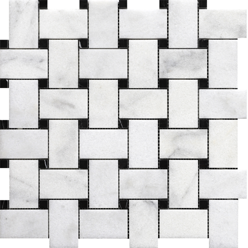 Alba Vera & Black Silk Basketweave Polished Mosaic