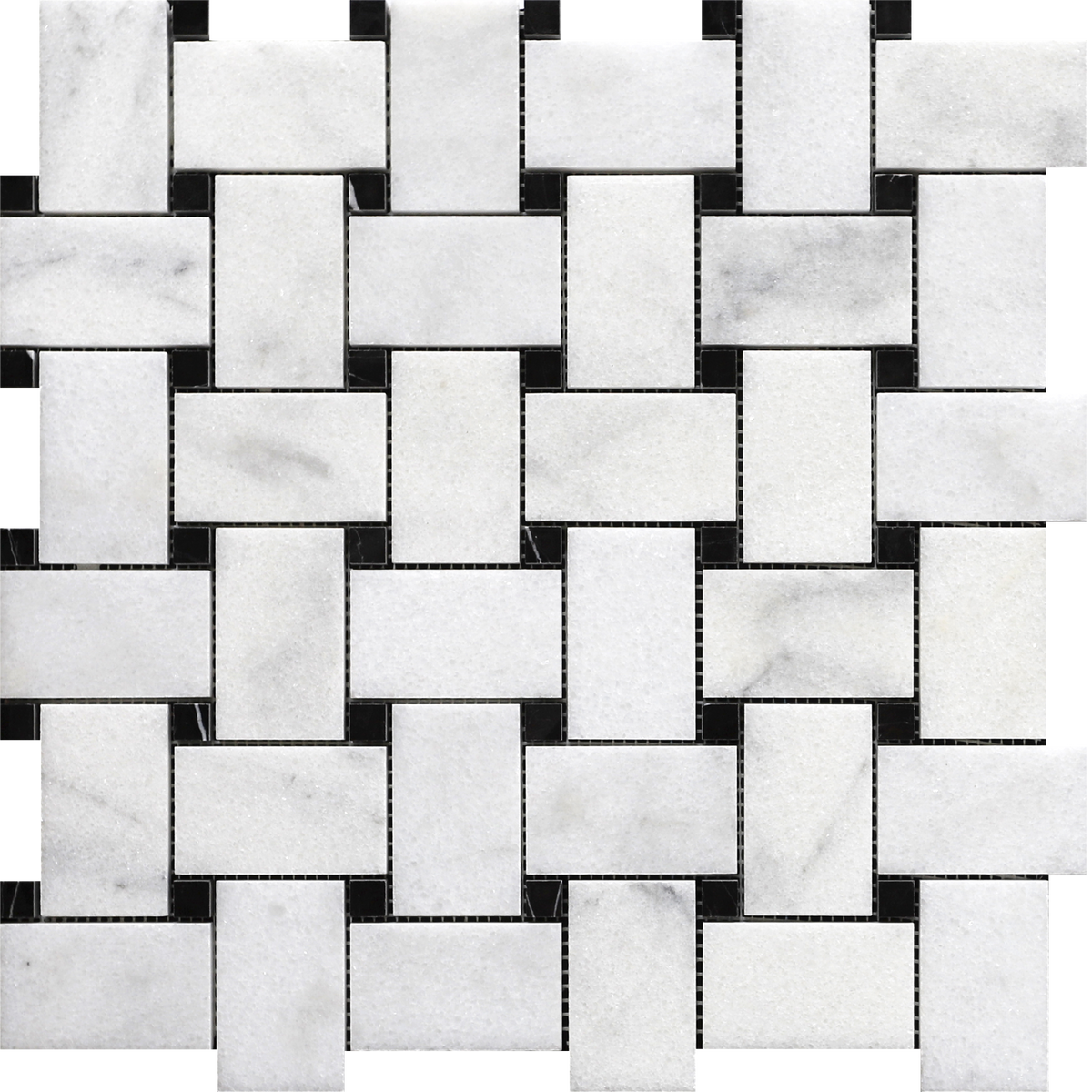 Alba Vera &amp; Black Silk Basketweave Polished Mosaic 