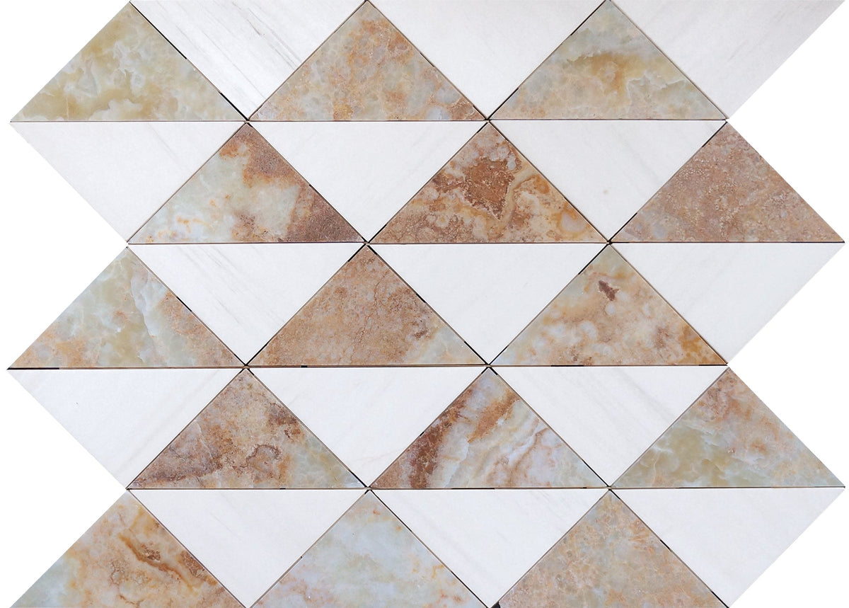 Glacier White Honed Diamond Triangle  x 1 cm Field Tile 