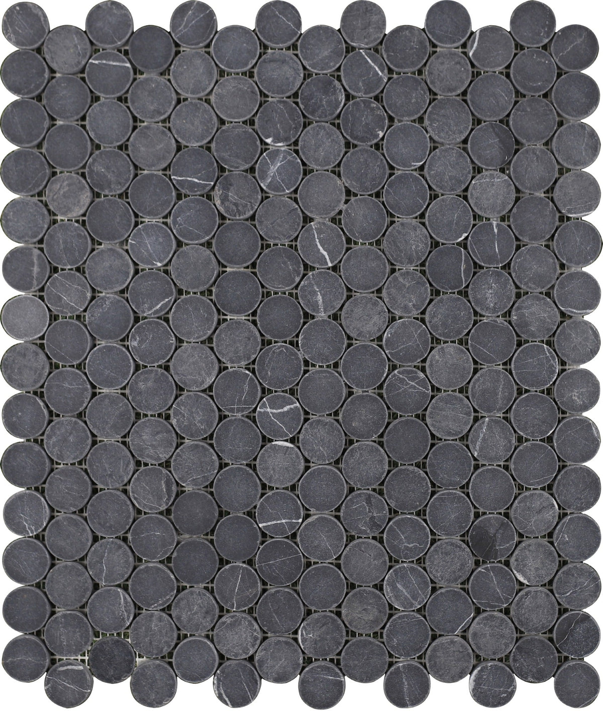 Black Silk Penny Round Tumbled Mosaic 