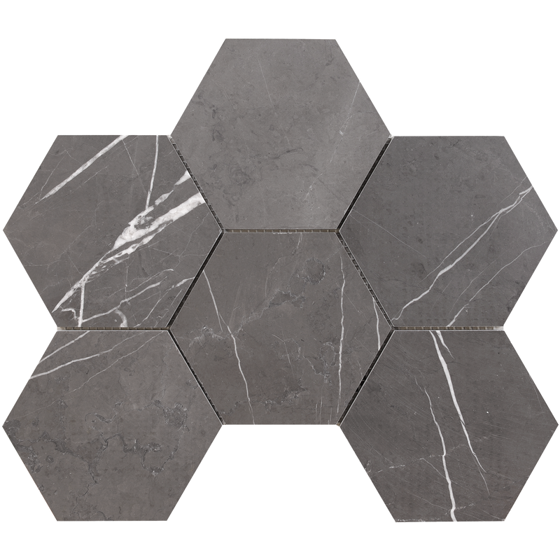 Mount Grey Plain Hexagon 12.5 cm Honed Mosaic
