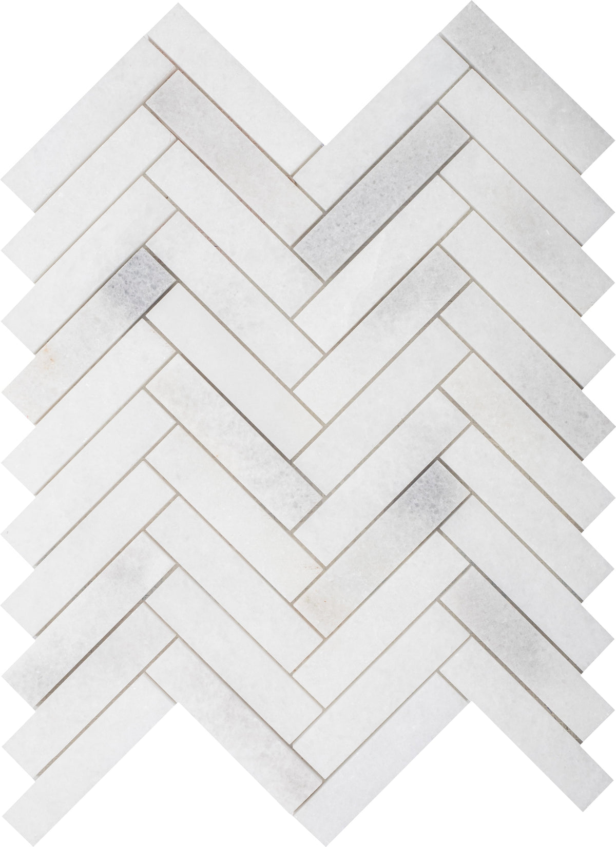 Biarritz White Herringbone 2.5 x 10 cm Honed Mosaic 